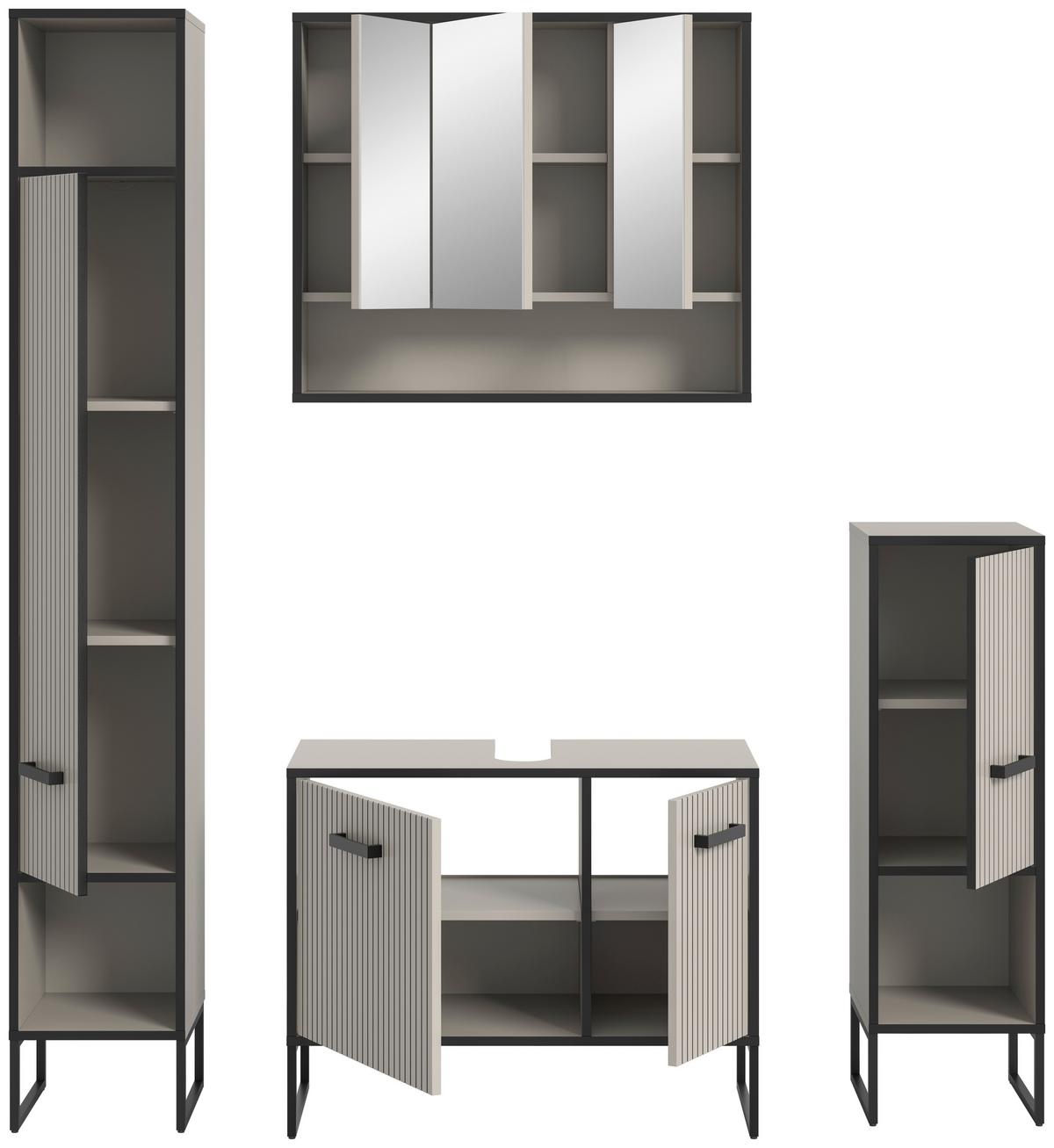 Badezimmer Bagno Kaschmir B: 140 Cm - Kaschmir/Schwarz, MODERN, Holzwerkstoff (140cm) - MID.YOU