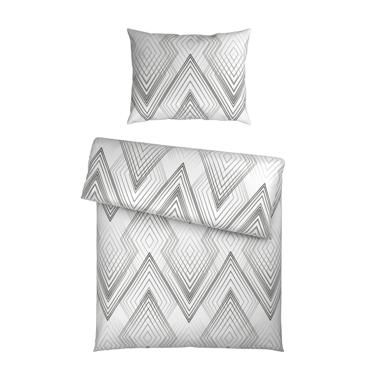Bettwäsche Irina - Anthrazit/Weiß, MODERN, Textil - Luca Bessoni