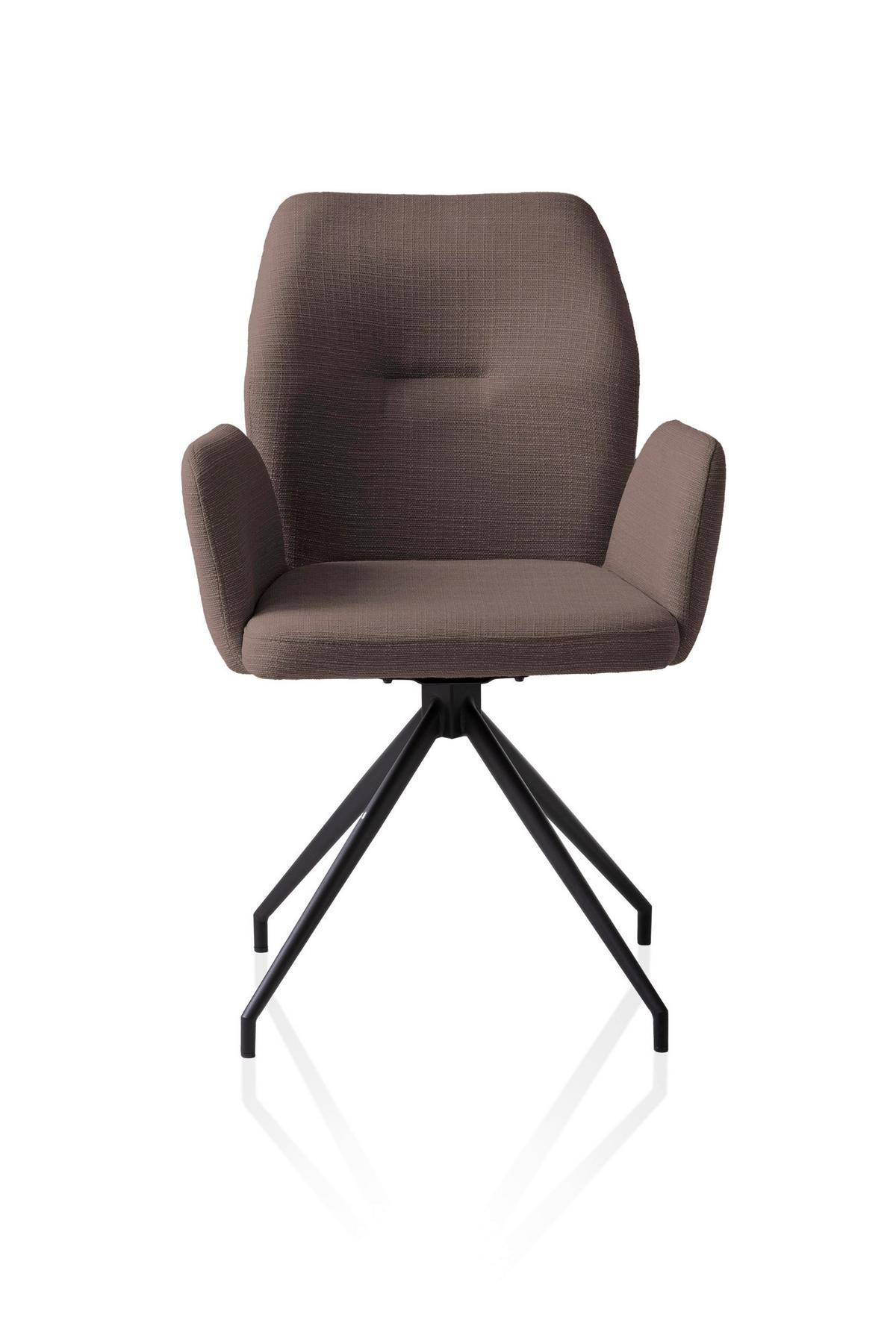 Armlehnstuhl Braun B: 59cm - Schwarz/Braun, MODERN, Textil/Metall (59/88/58cm) - Livetastic