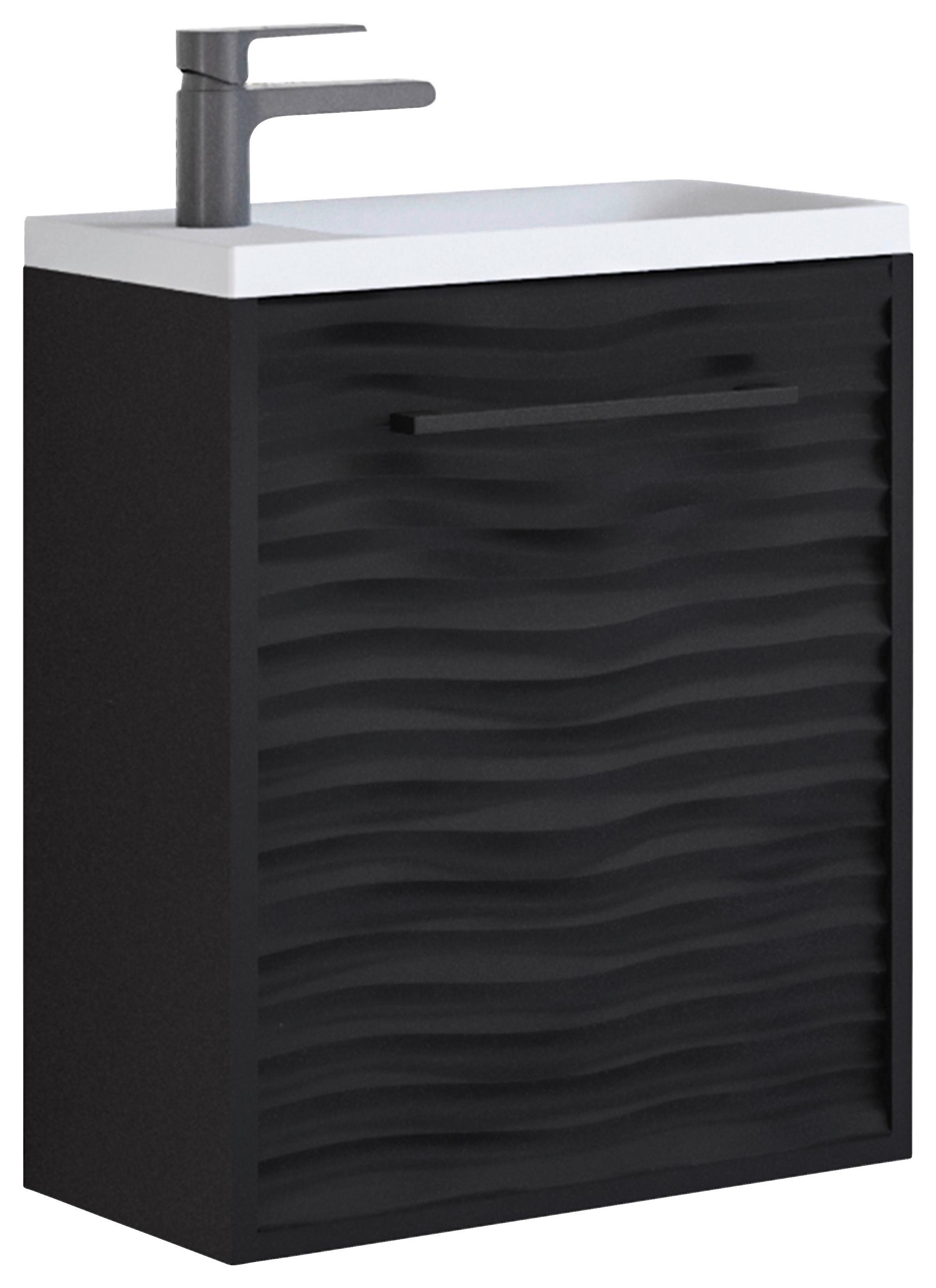 Waschbeckenunterschrank B: 40 cm, schwarz matt