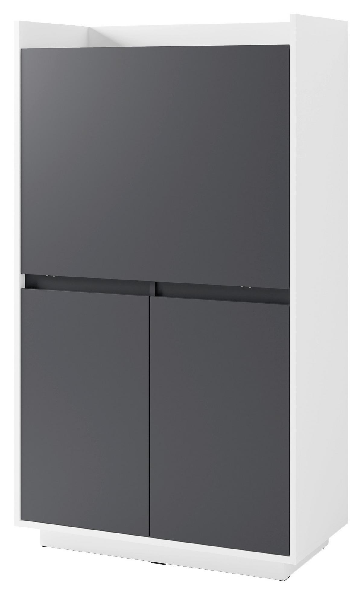 Sekretär Hannes B: 80 cm inkl. Stauraum, Schwarz, Weiß - Schwarz/Weiß, Design, Holzwerkstoff (80/141/40cm) - MID.YOU