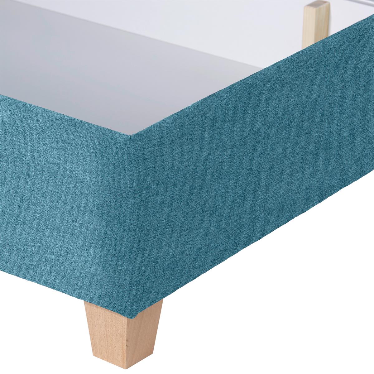 Polsterbett Mit Bettkasten 180x200 Bellagio Blau - Blau/Buchefarben, KONVENTIONELL, Holz/Textil (180/200cm)