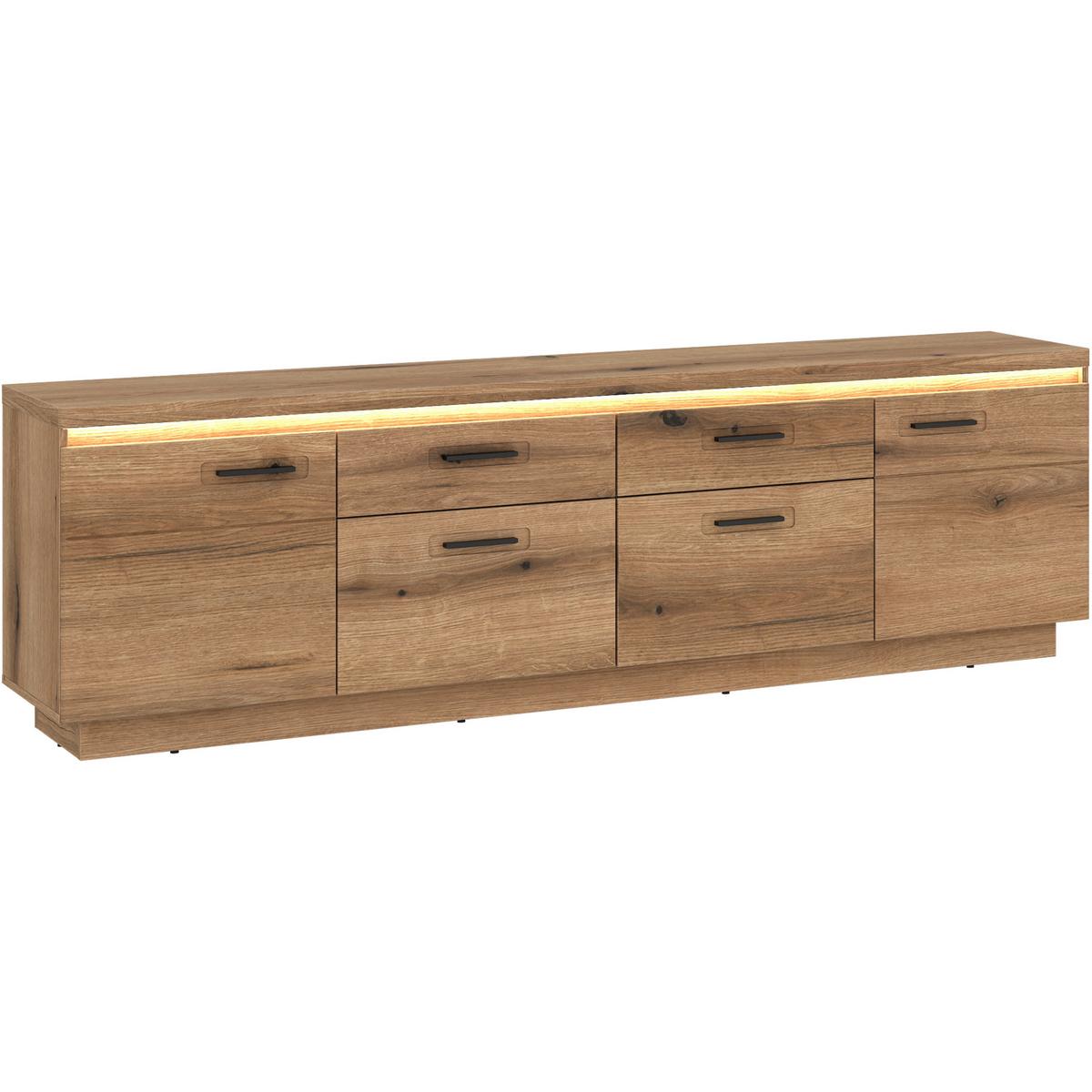 TV-ELEMENT Molina Eiche Dekor B: 210cm - Eichefarben/Schwarz, Basics, Holzwerkstoff (210/64,4/44,6cm)