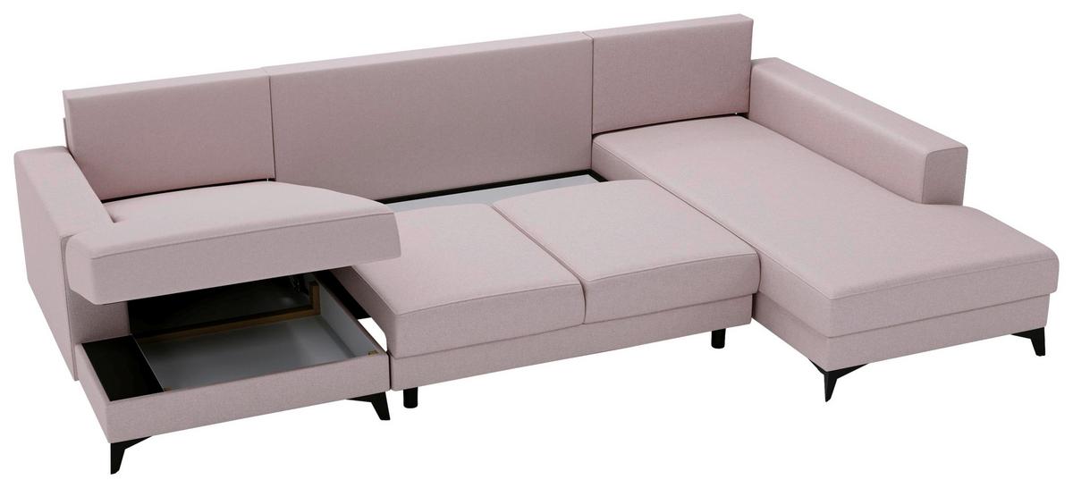Harvey Rosa U: 156x339x190 Cm - Schwarz/Rosa, Design, Textil (156/339/190cm) - Livetastic