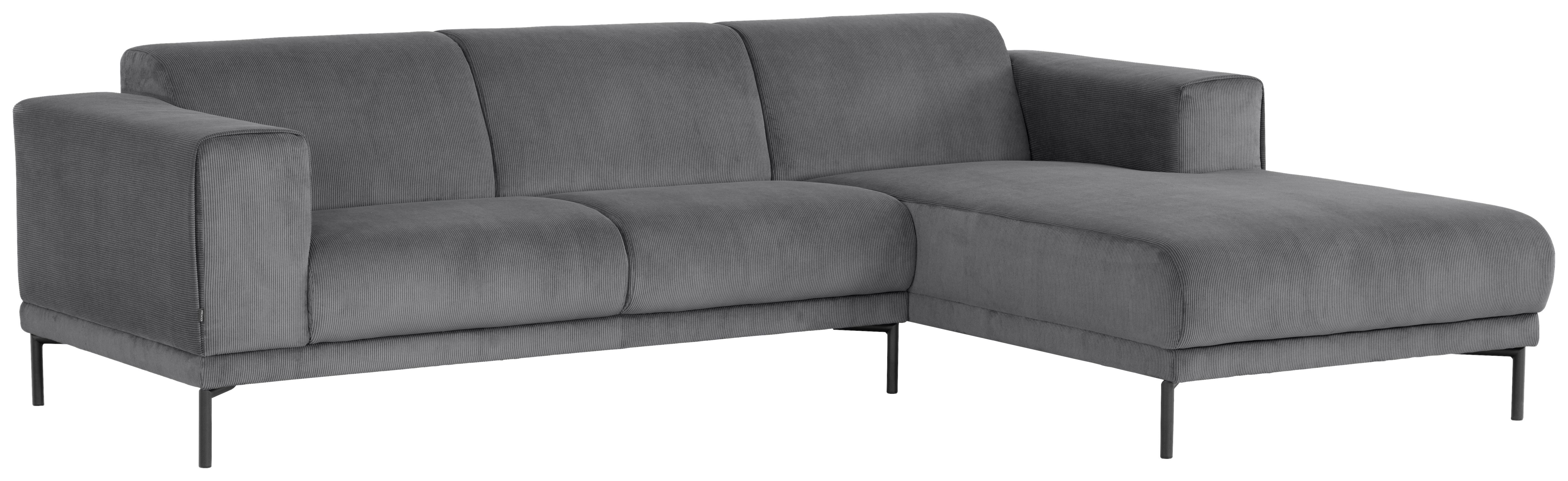 Ecksofa Erno Grau S: 262 cm - Schwarz/Grau, Design, Textil (262/183cm) - MID.YOU
