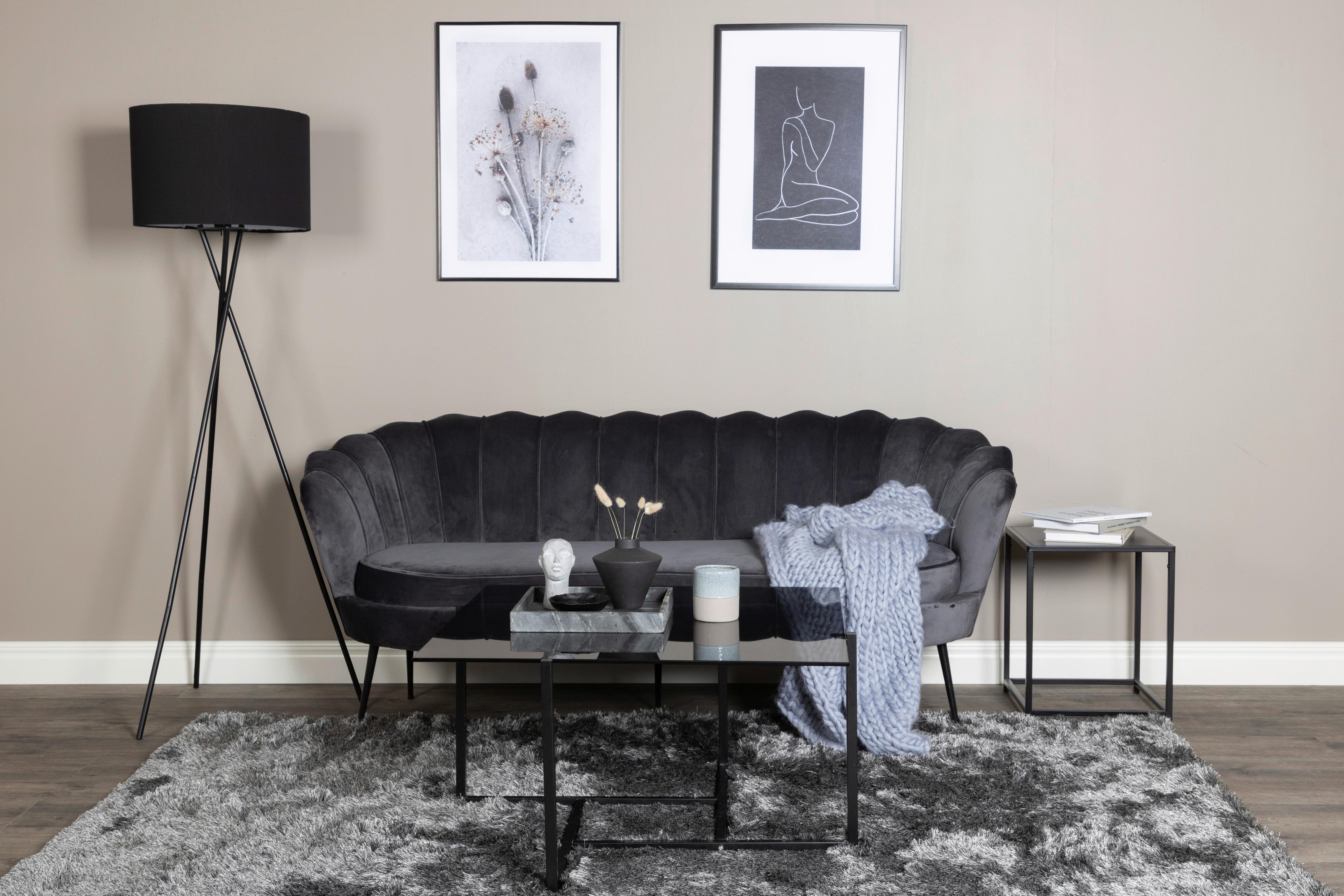 2-sitzer-sofa Calais - Dunkelgrau/Schwarz, Design, Textil/Metall (180/78.5/78cm) - Livetastic