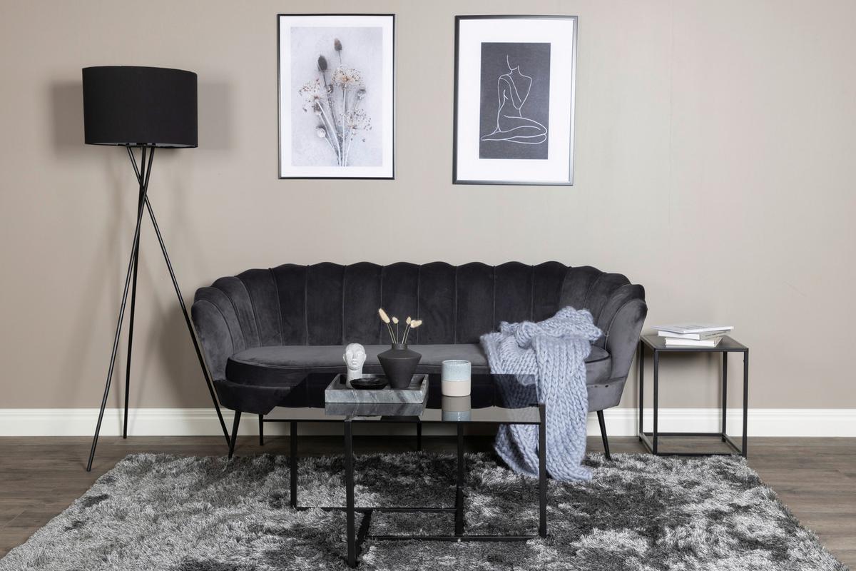 2-sitzer-sofa Calais - Dunkelgrau/Schwarz, Design, Textil/Metall (180/78.5/78cm) - Livetastic