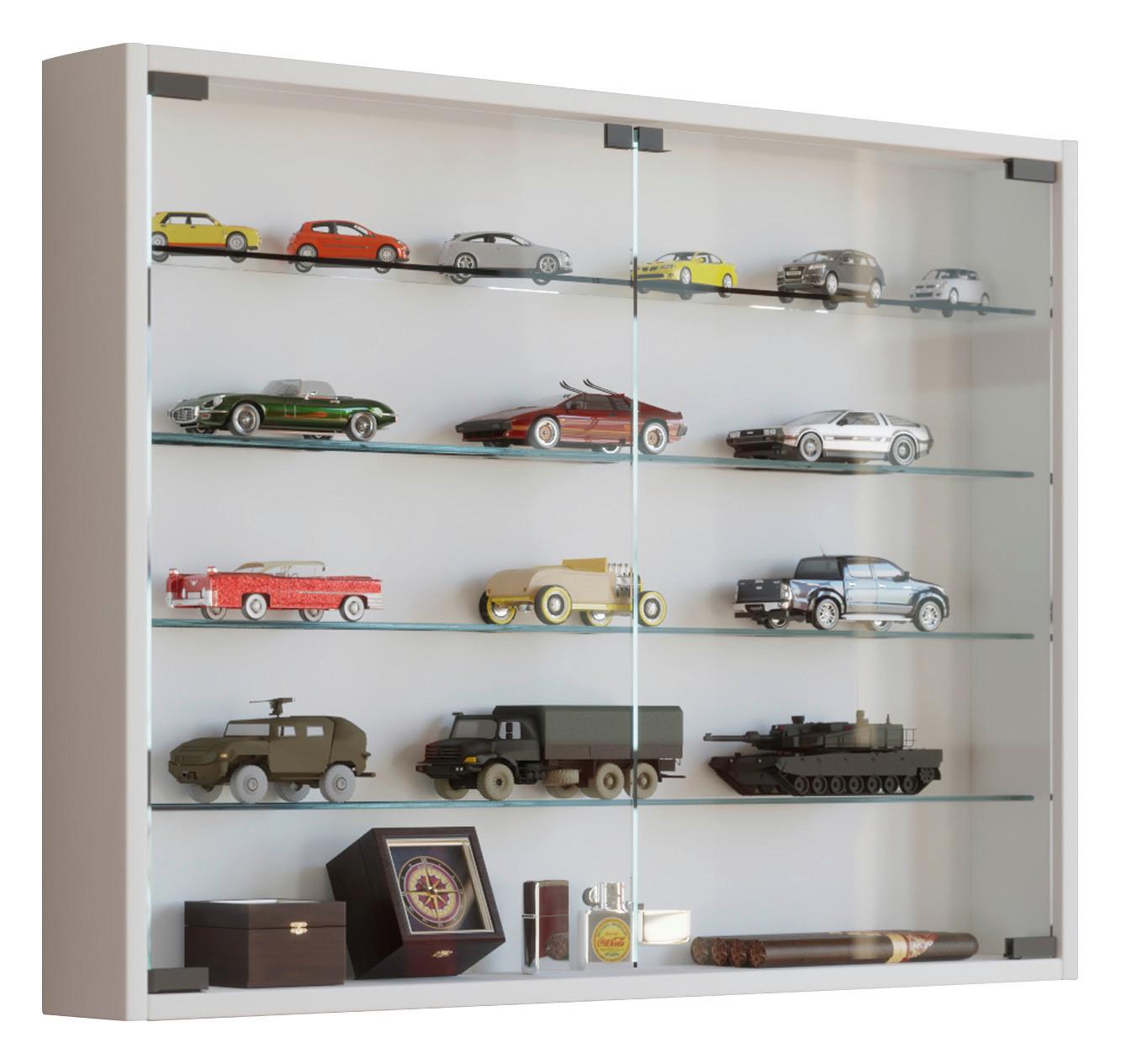 Hängevitrine Mandosa L B: 80cm Weiß Dekor Mit Sicherheitsglas