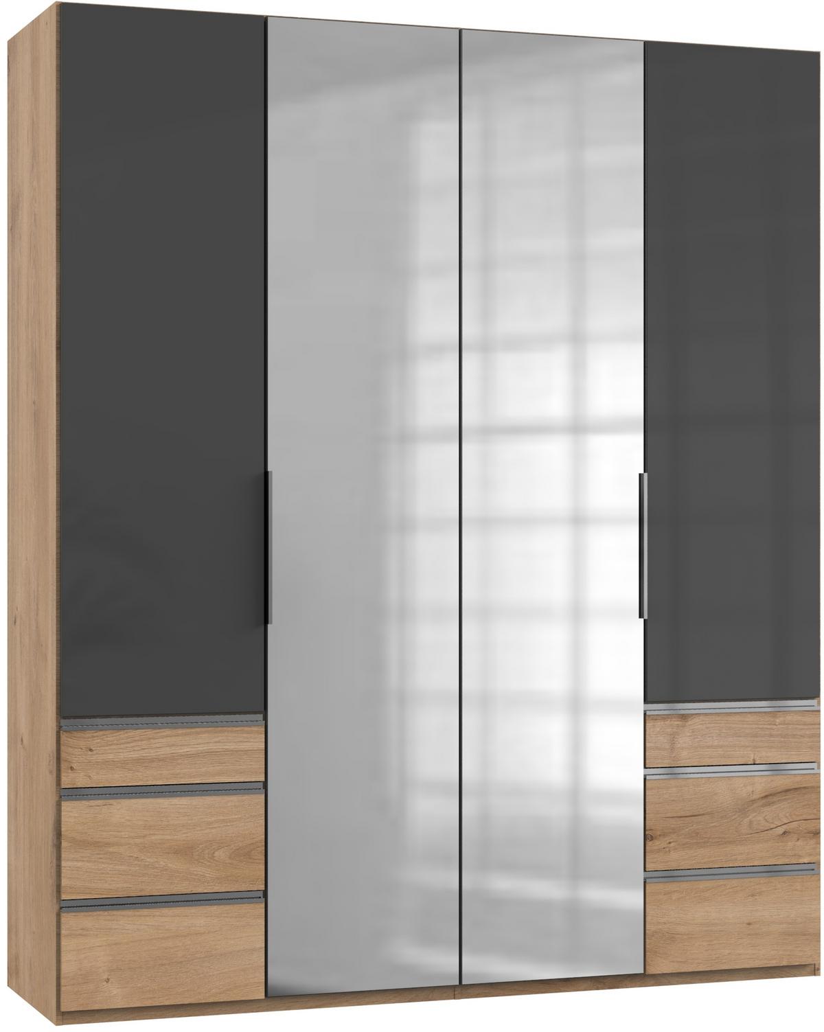Drehtürenschrank 200cm Level, Grau/eiche Dekor - Eichefarben/Grau, MODERN, Glas/Holzwerkstoff (200/236/58cm) - MID.YOU