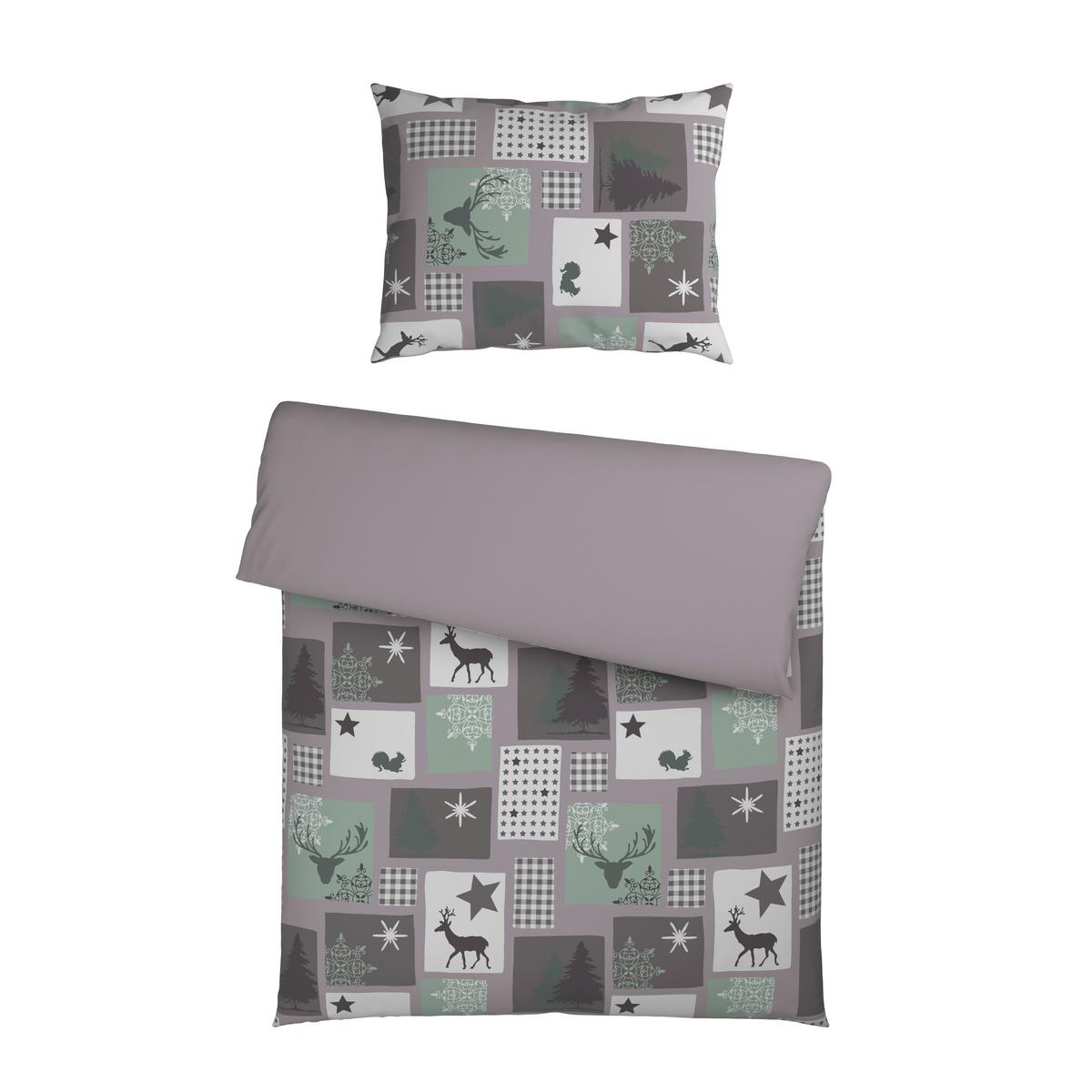 Bettwäsche Deer - Taupe/Grün, MODERN, Textil - Luca Bessoni