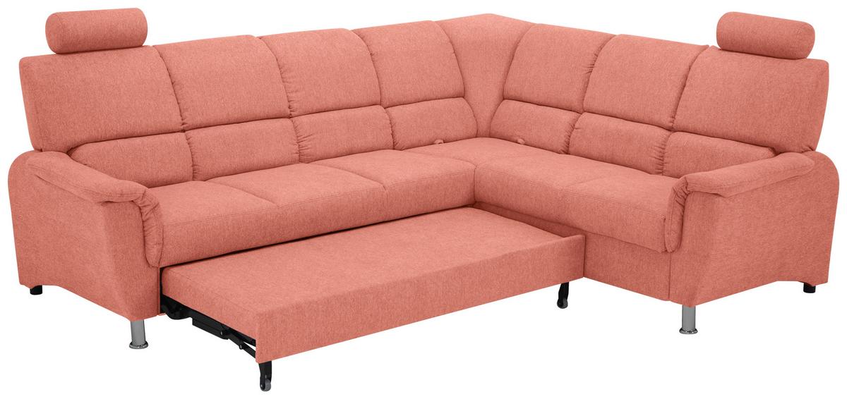 Sedačka MARSYLIA, pravá, koralová - koralová/čierna, Design, kov/drevo (270/216cm) - MID.YOU