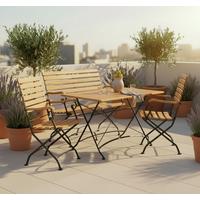 Gartengarnitur 4-tlg Lindau Holz/metall - Anthrazit/Akaziefarben, Basics, Holz/Metall (120/75/80cm) - Gardenson