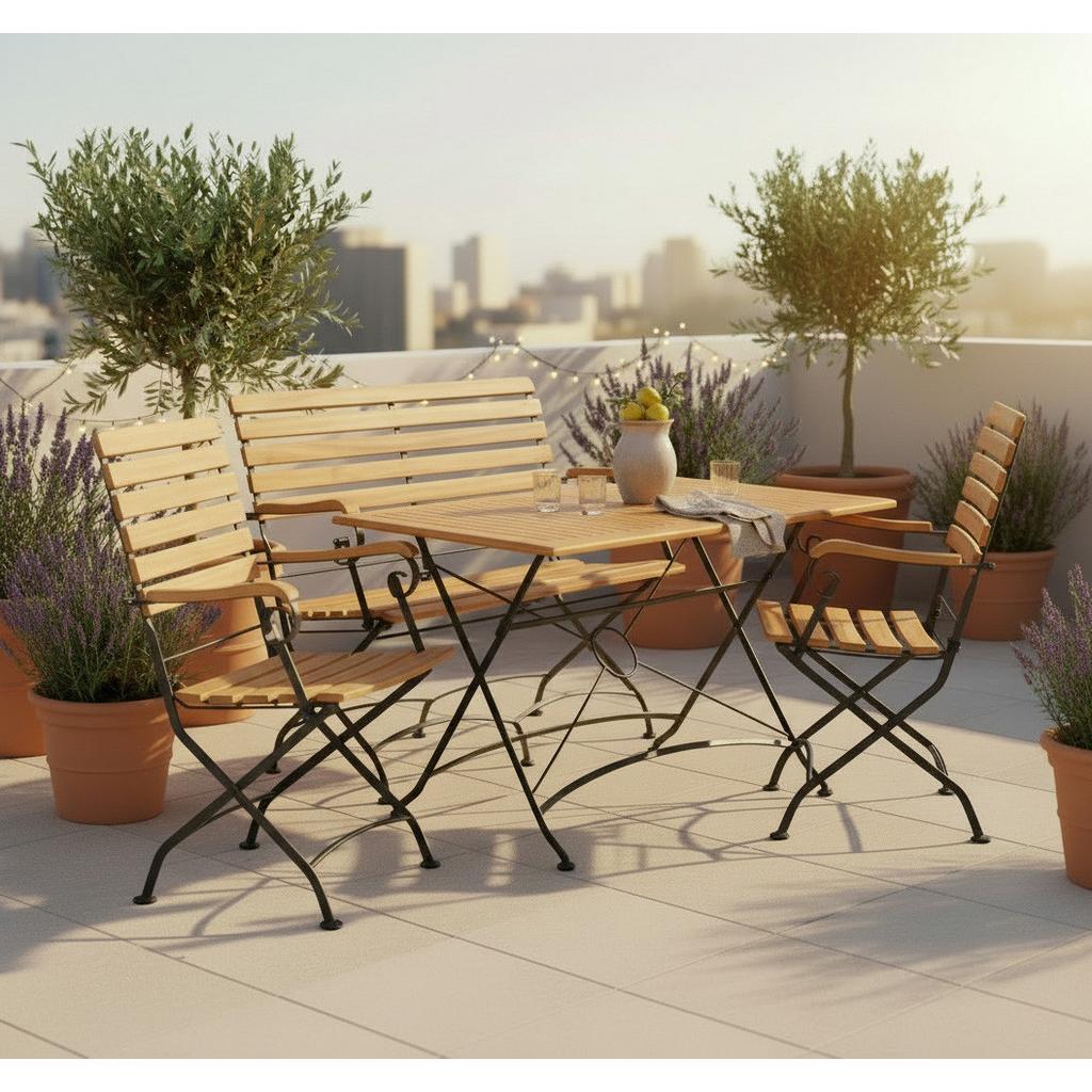 Gartengarnitur 4-Tlg Lindau Holz/Metall