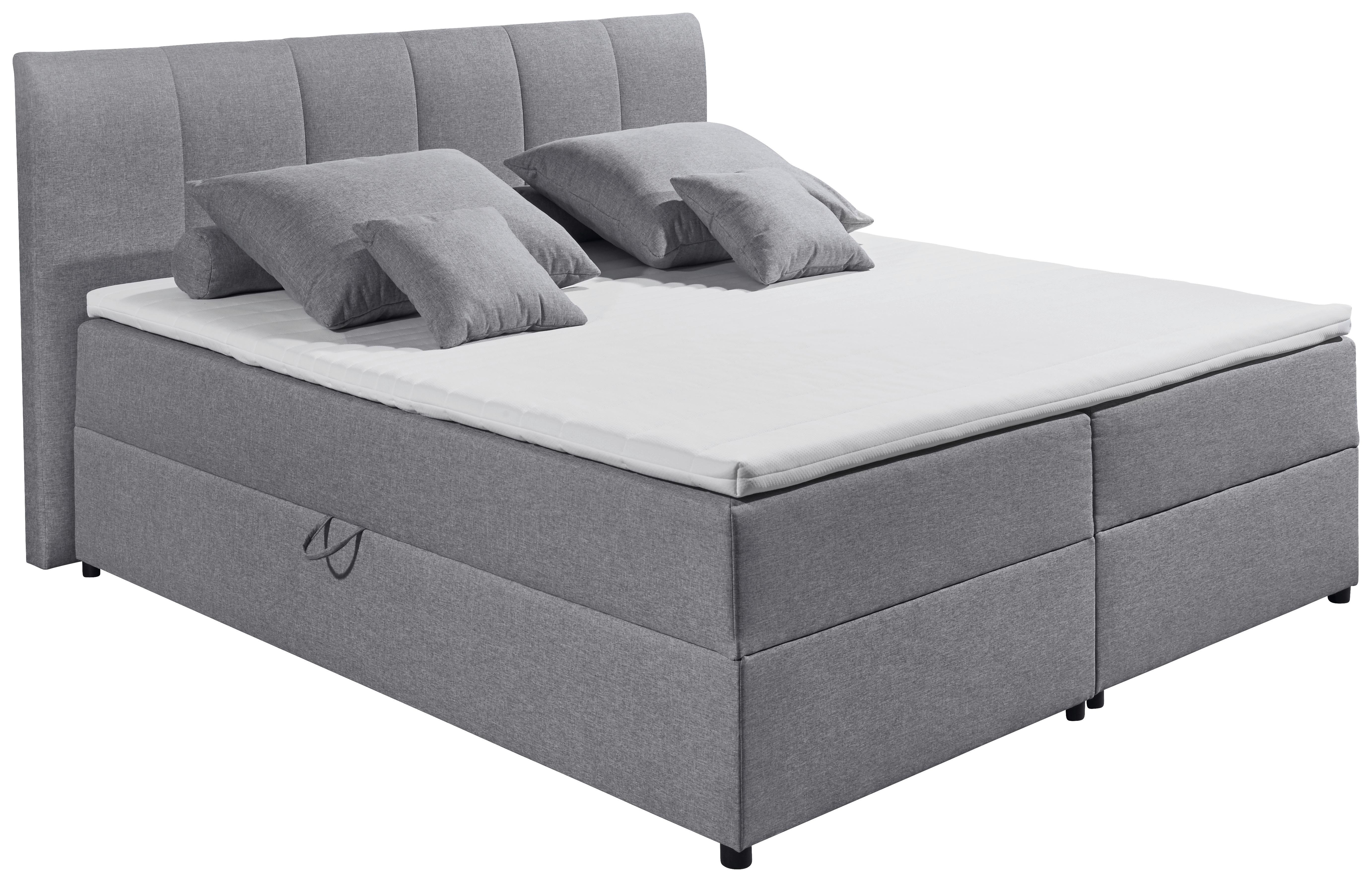 Boxspring posteľ GRANADA šedá 180x200 cm - čierna/sivá, Basics, textil/plast (180/200cm) - MID.YOU