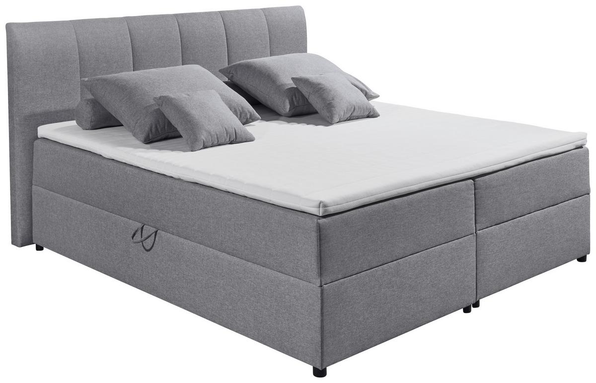 Boxspring postel  GRANADA šedá 180x200 cm - šedá/černá, Basics, textil/plast (180/200cm) - MID.YOU