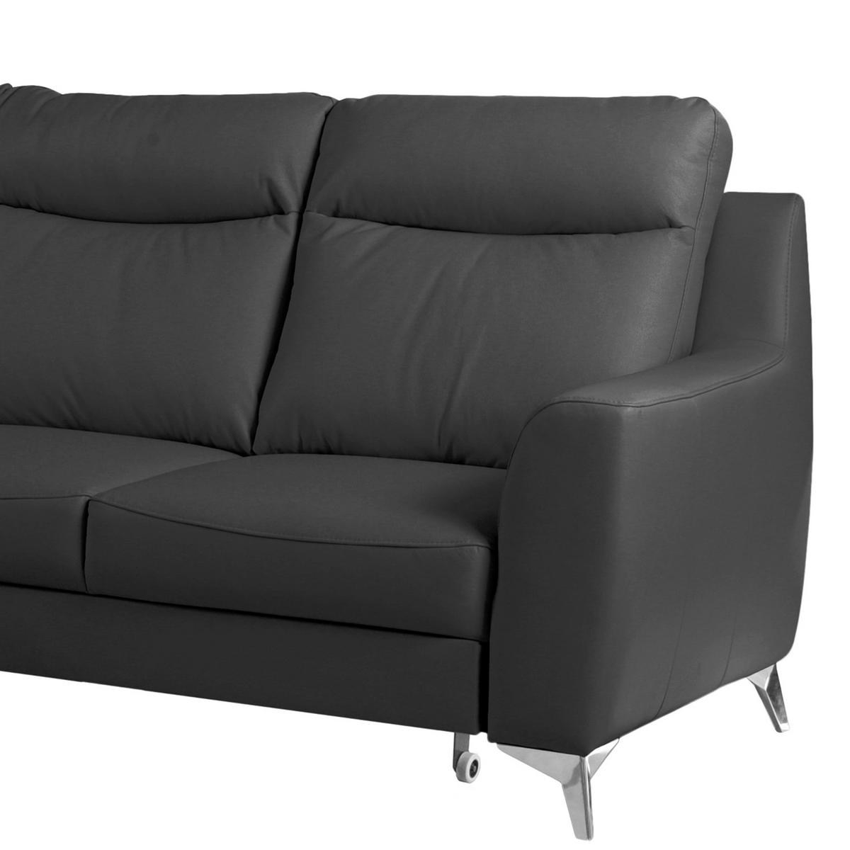 Ecksofa Gio Schwarz S: 236x168 Cm - Chromfarben/Schwarz, Design, Leder/Textil (236/168cm) - Livetastic