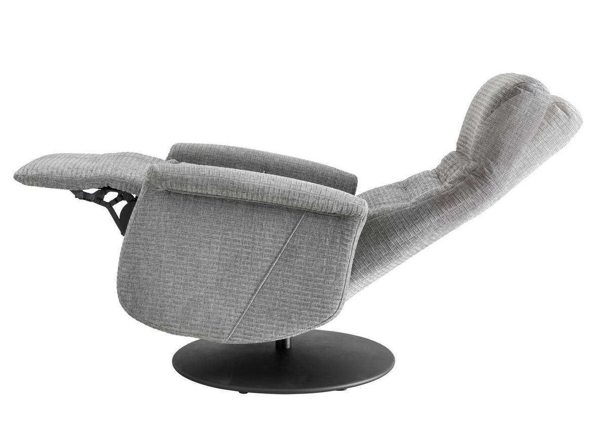 Relaxsessel Latina Grau 360 Grad drehbar, B: 72 cm - Schwarz/Grau, MODERN, Textil (72/118/85-165cm) - Livetastic
