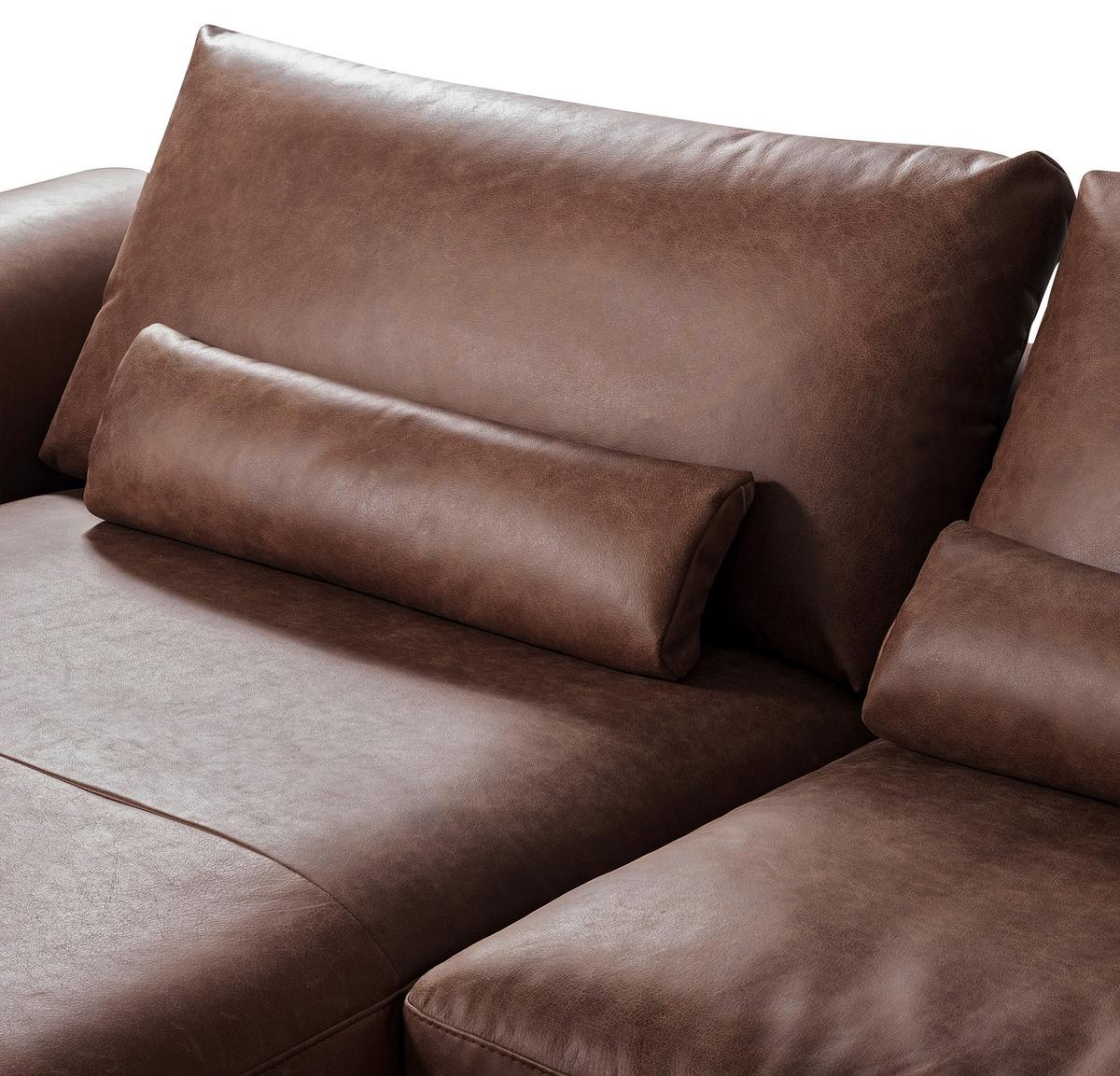Ecksofa Berlin Braun S: 172 cm - Schwarz/Braun, Design, Leder (172/313cm) - Livetastic