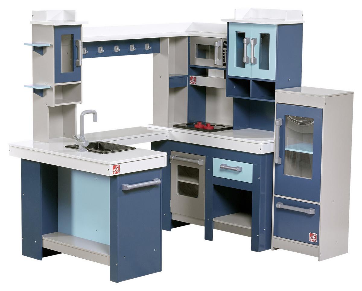 Spielküche Grand Walk-In Kunststoff/Holz Ab 3 Jahren - Blau/Weiß, Basics, Holz/Kunststoff (127/118,7/84cm) - Ambia Garden
