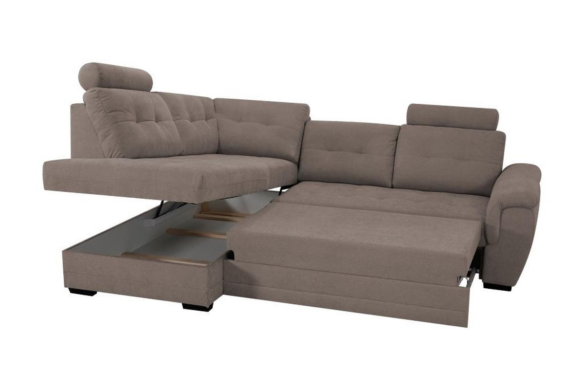 Rohová sedačka FALCO, levá, hnědá žinylka,2x op.hlavy - černá/hnědá, Konvenční, dřevo/kompozitní dřevo (183/251cm) - Ondega