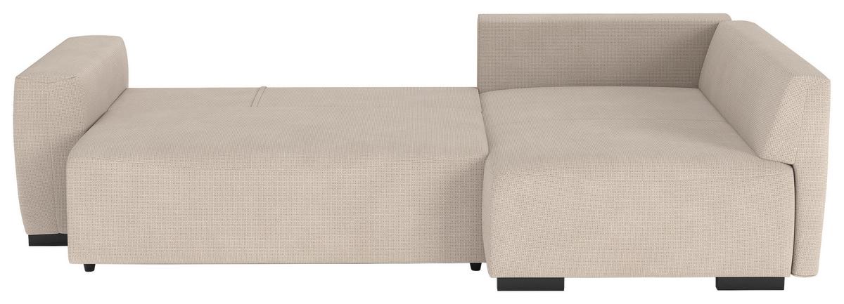 Ecksofa mit Bettfunktion Giro Mikrofaser natur, B: 252cm - Schwarz/Naturfarben, Trend, Textil (252/170cm) - MID.YOU