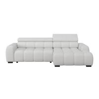 Rohová sedačka FREYA, pravá, sivobéžová, elektrický výsuv - čierna/sivobéžová, Trend, textil/plast (285/168cm)