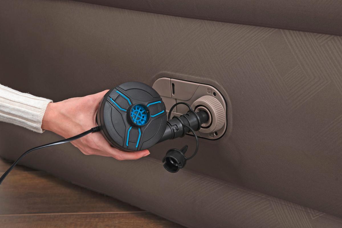 Luftbett Gloria 203x152x51 Cm Bis 350kg, Inkl. Pumpe - Braun/Grau, KONVENTIONELL, Kunststoff/Metall (203/152/51cm) - Bestway