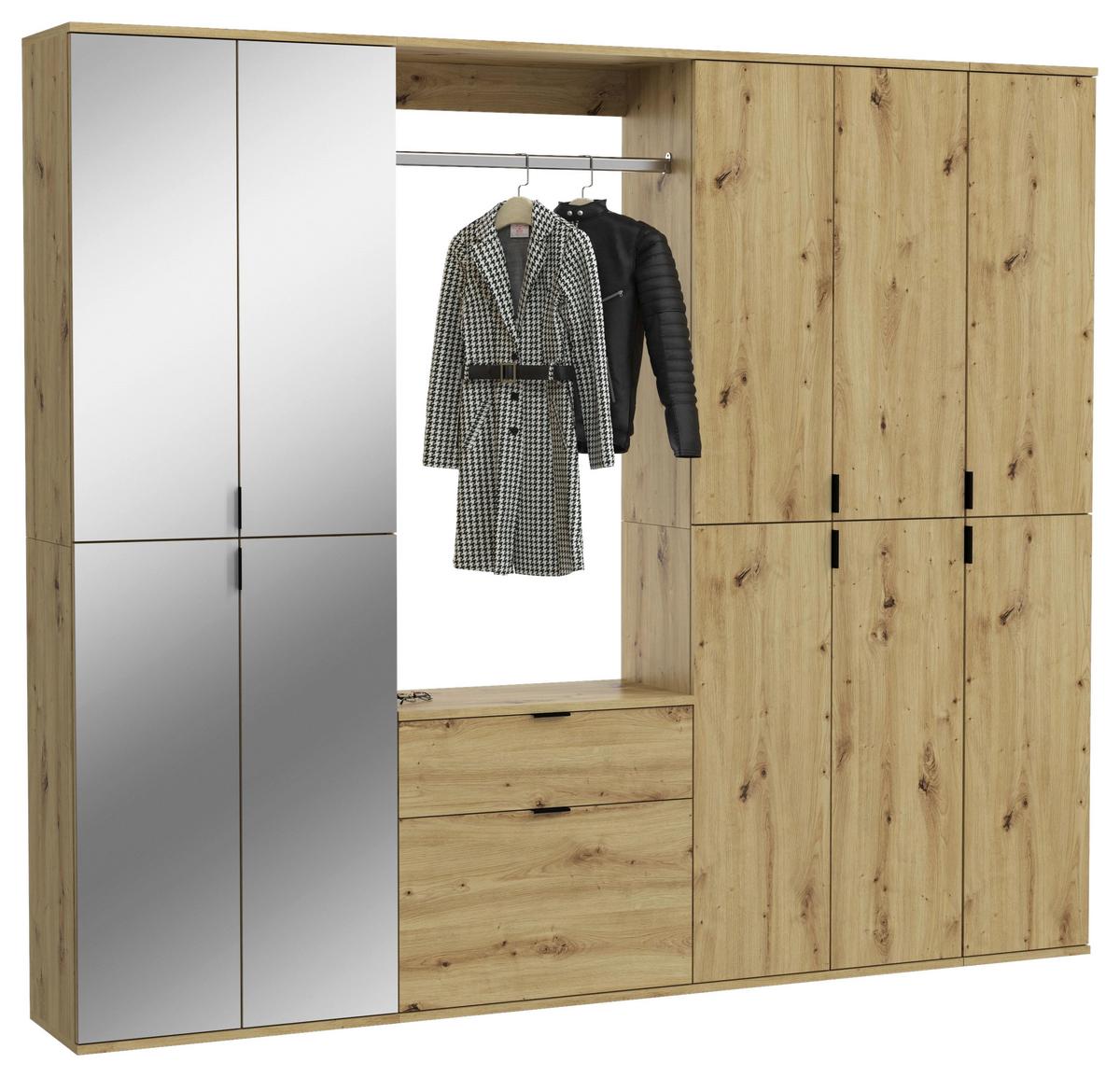 Garderobe Projekt X 4-teilig Eiche Artisan B: 213 Cm - KONVENTIONELL, Glas/Holzwerkstoff (213/193/34cm) - MID.YOU