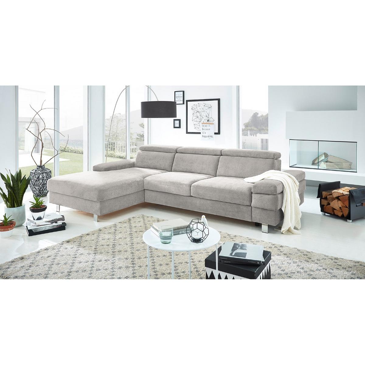 Ecksofa Elvis Silberfarben S: 182x259 Cm - Silberfarben, KONVENTIONELL, Textil (182/259cm) - Trendmanufaktur