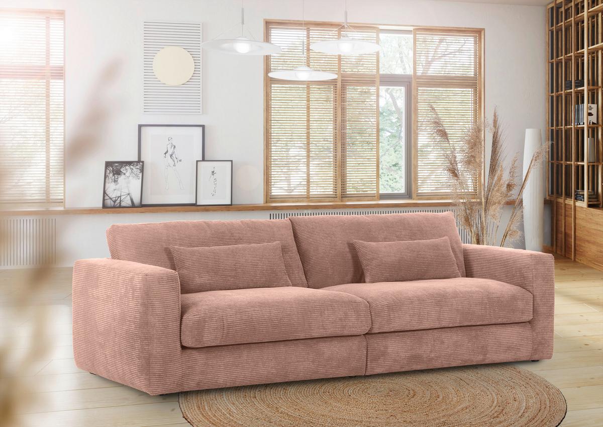 Bigsofa Manolis Altrosa B: 260 cm - Schwarz/Altrosa, KONVENTIONELL, Textil (260/66/115cm) - MID.YOU