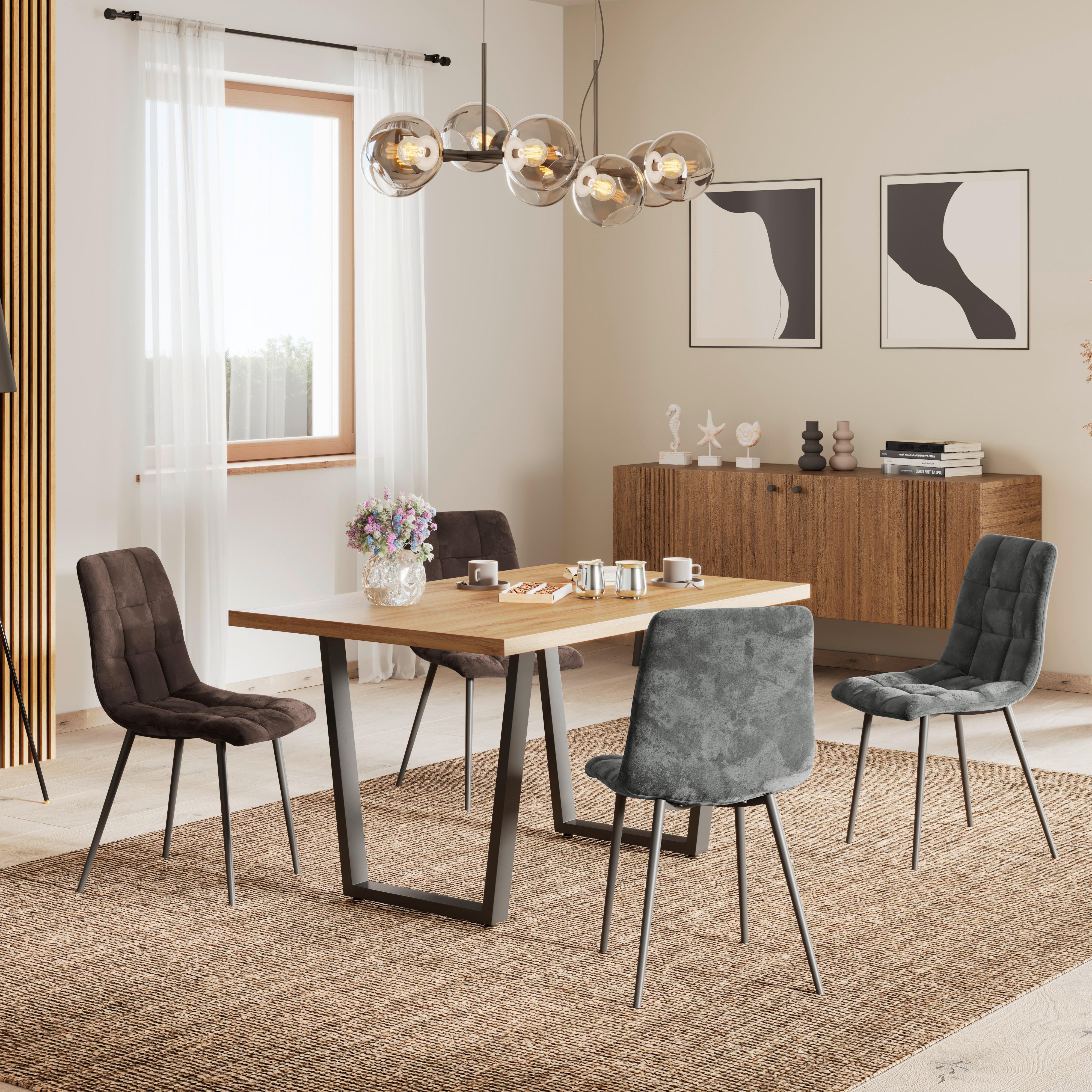 Esstisch Rudi 140 - Schwarz/Eiche Artisan, MODERN, Holzwerkstoff/Metall (140/75/90cm)