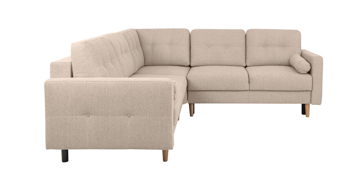 Ecksofa Noret, Creme S: 242x242 Cm - Beige/Buchefarben, Design, Textil (242/242cm) - MID.YOU