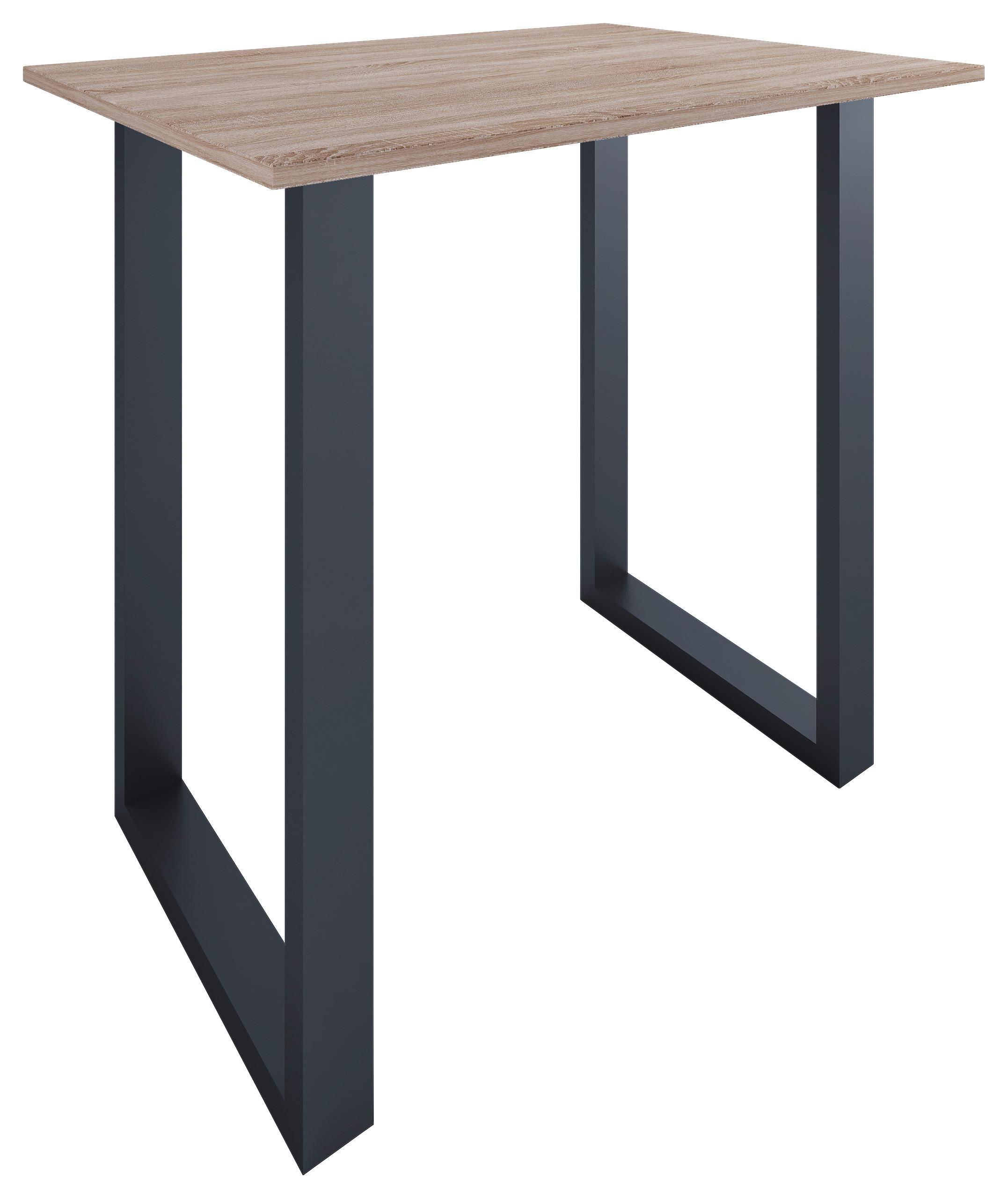 Bartisch Xona B 110x80 - Schwarz/Sonoma Eiche, KONVENTIONELL, Holzwerkstoff/Metall (110/102/80cm)