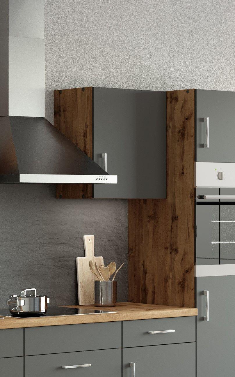 Oberschrank Küche in Anthrazit und eichefarben