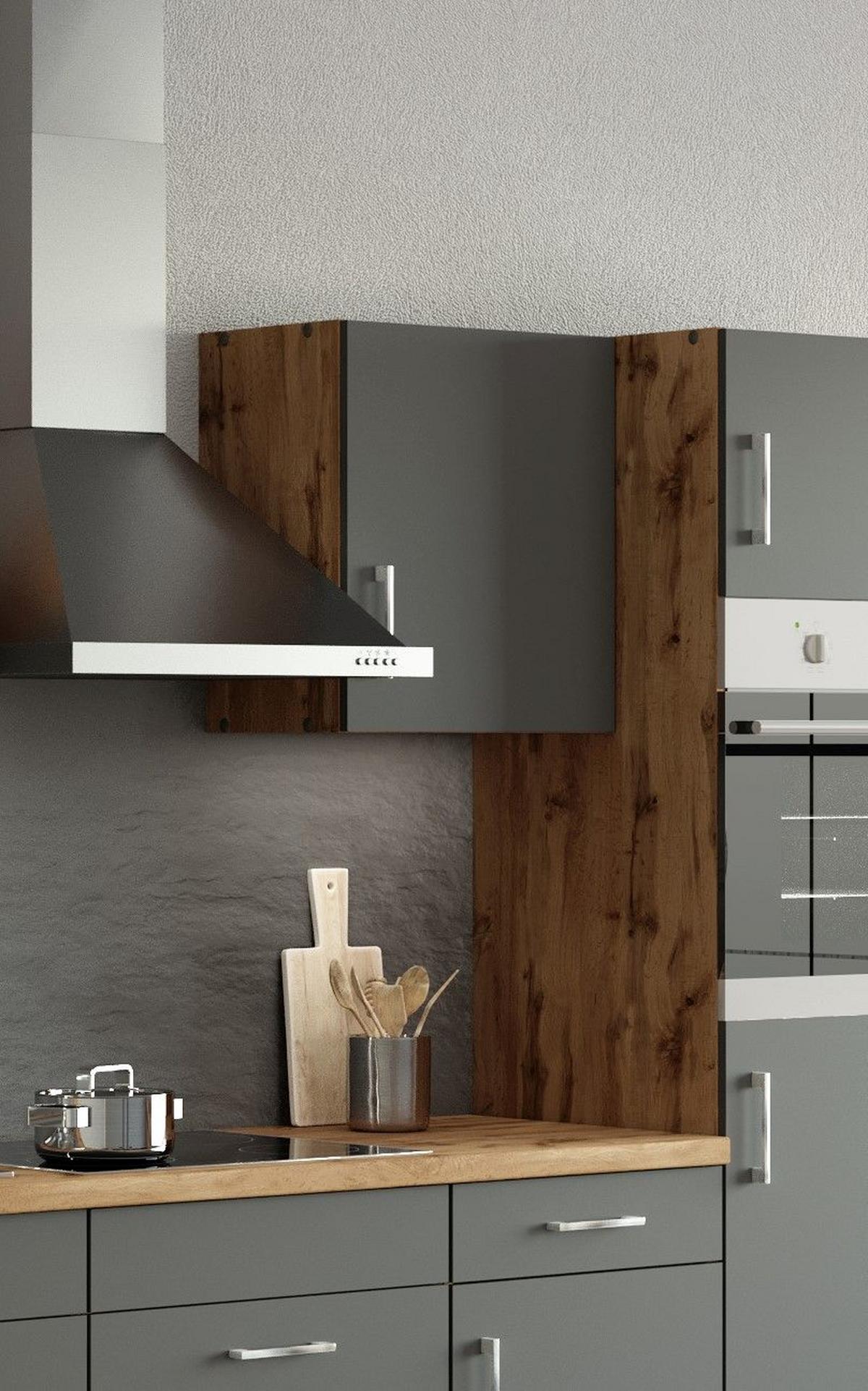 Küchenoberschrank B: 50 Cm Eiche Dekor/anthraz. 1 Drehtür - Anthrazit/Eiche Wotan, MODERN, Holzwerkstoff (50/57/34cm) - Held