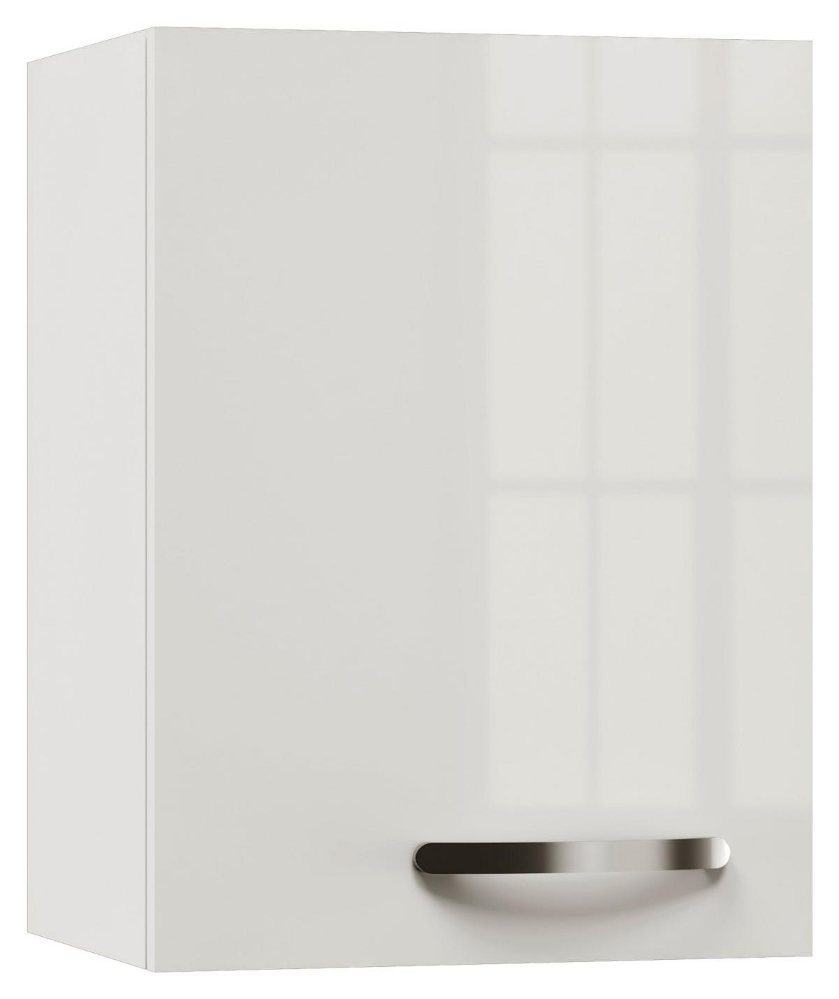 Felsőszekrény Alba - magasfényű fehér/fehér, Modern, faalapú anyag (40/54,8/32cm)