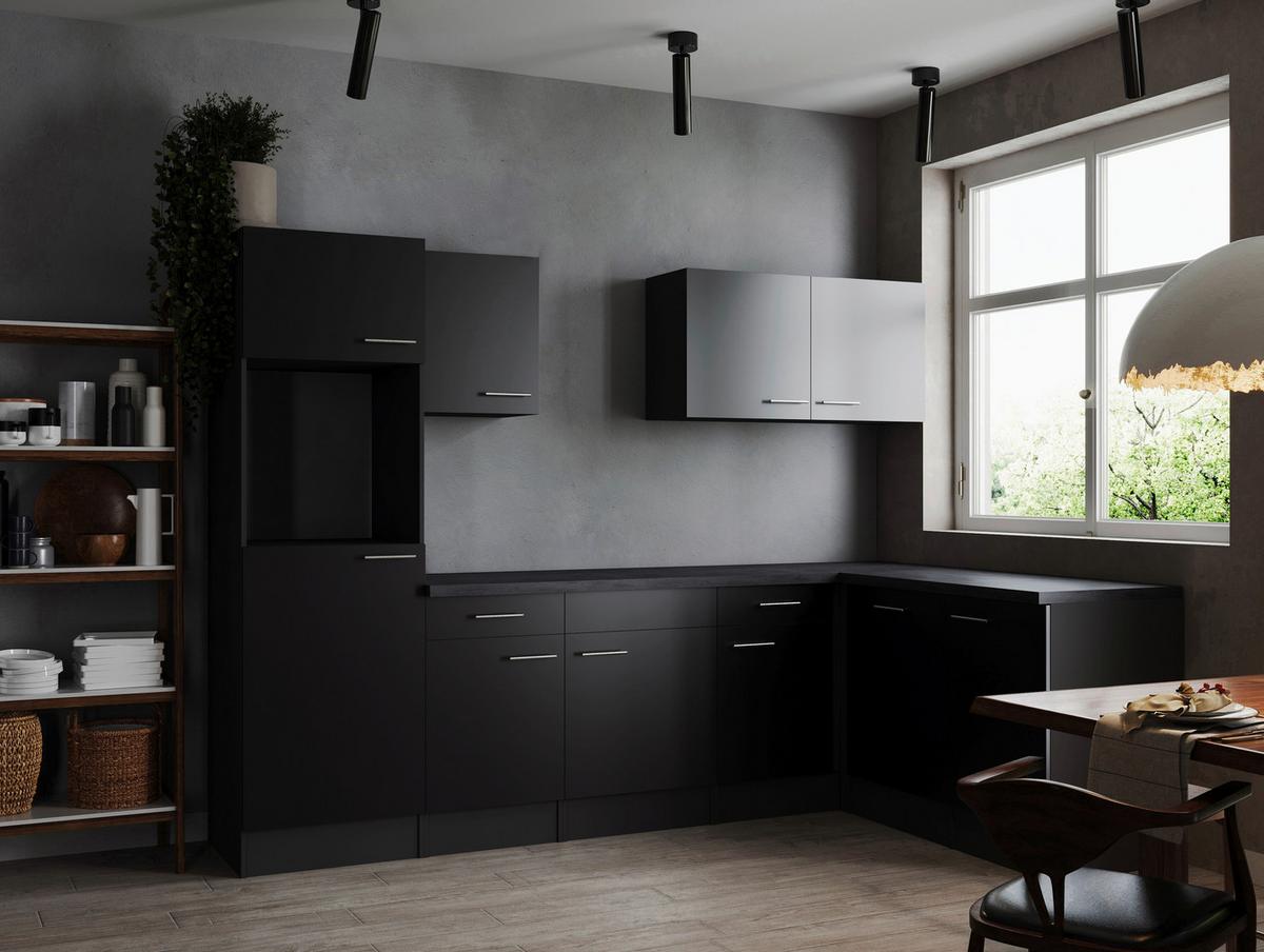 Eckküche Oliver Grau, Schwarz S: 280x172 Cm - Schwarz/Grau, Design, Holzwerkstoff (280/172cm) - Respekta