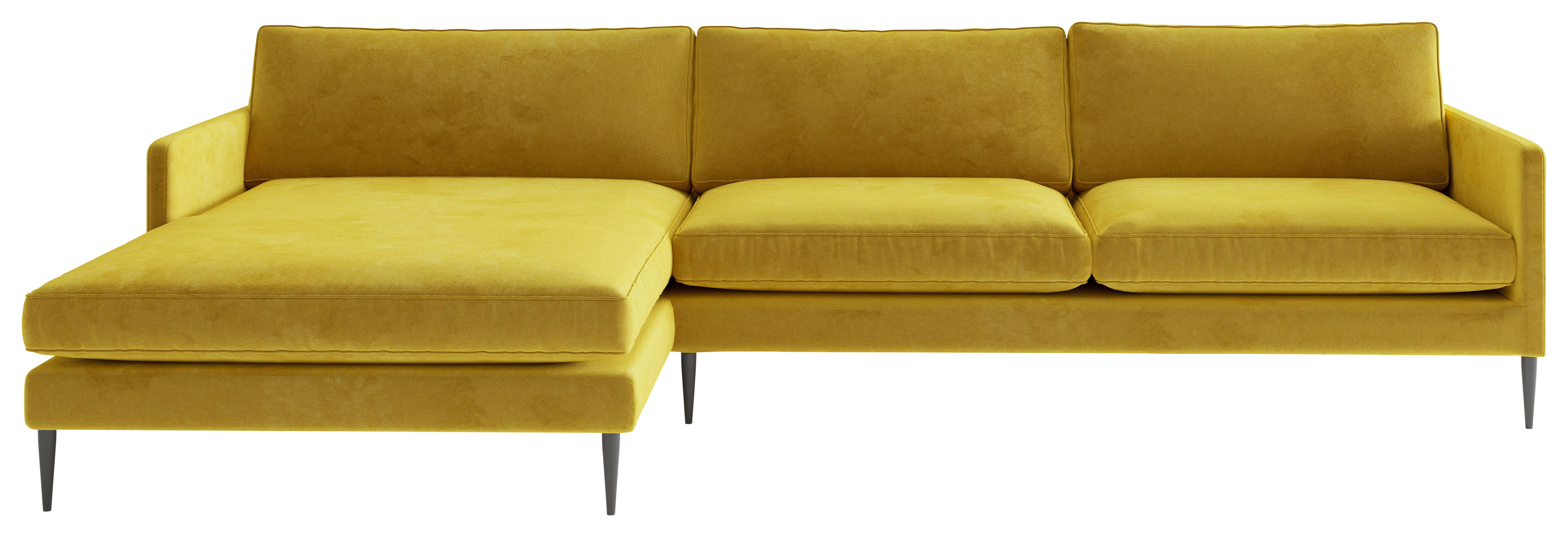 Ecksofa Justin - Goldfarben, Design, Textil (154/277cm) - Livetastic