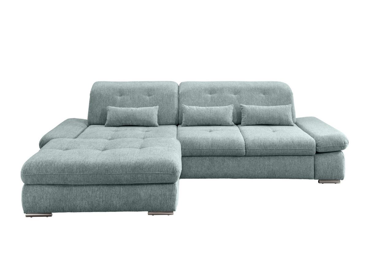 Ecksofa Dalida Blau S: 196x300 cm - Chromfarben/Blau, Design, Textil (196/300cm) - Livetastic