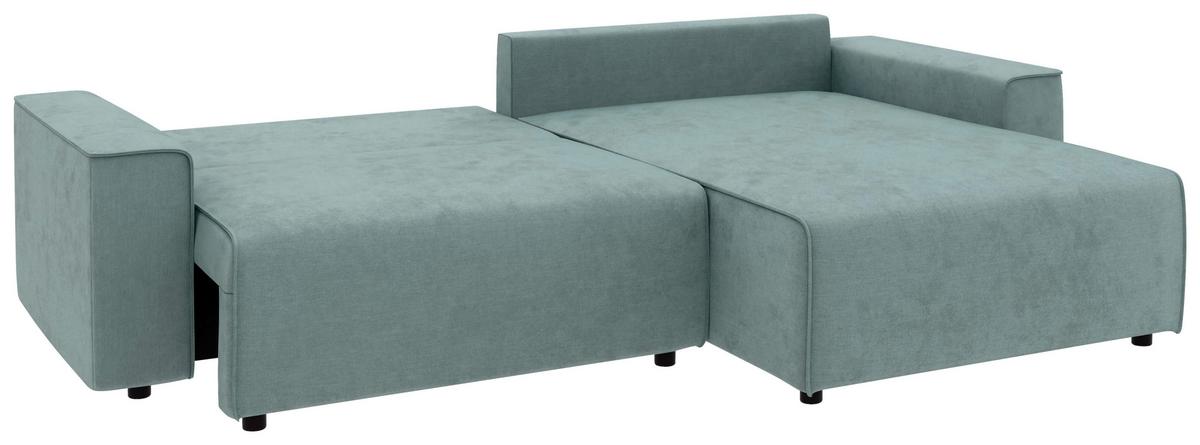 Ecksofa Chance Mintgrau, S: 265x164 cm - Mintgrau/Schwarz, MODERN, Textil (265/164cm) - Trendmanufaktur
