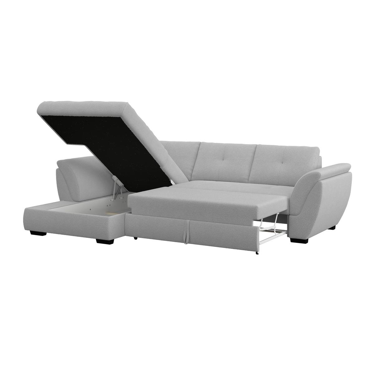 Rohová sedačka BERISSO, ľavá, svetlosivá tk. VINCI - čierna/svetlosivá, Konventionell, textil/plast (187/278cm) - Ondega