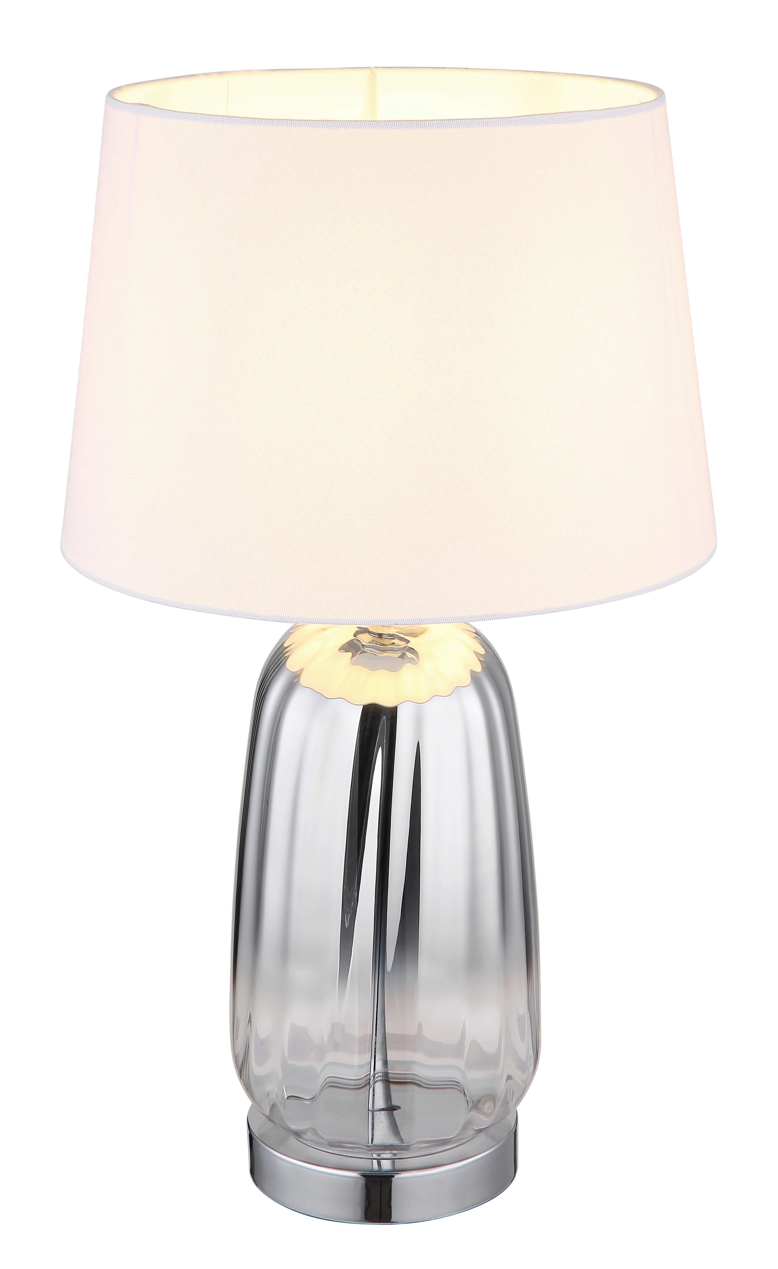 Tischleuchte 24142w - Klar/Chromfarben, Design, Glas/Textil (30/52cm) - Globo