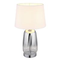 Tischleuchte 24142w - Klar/Chromfarben, Design, Glas/Textil (30/52cm) - Globo