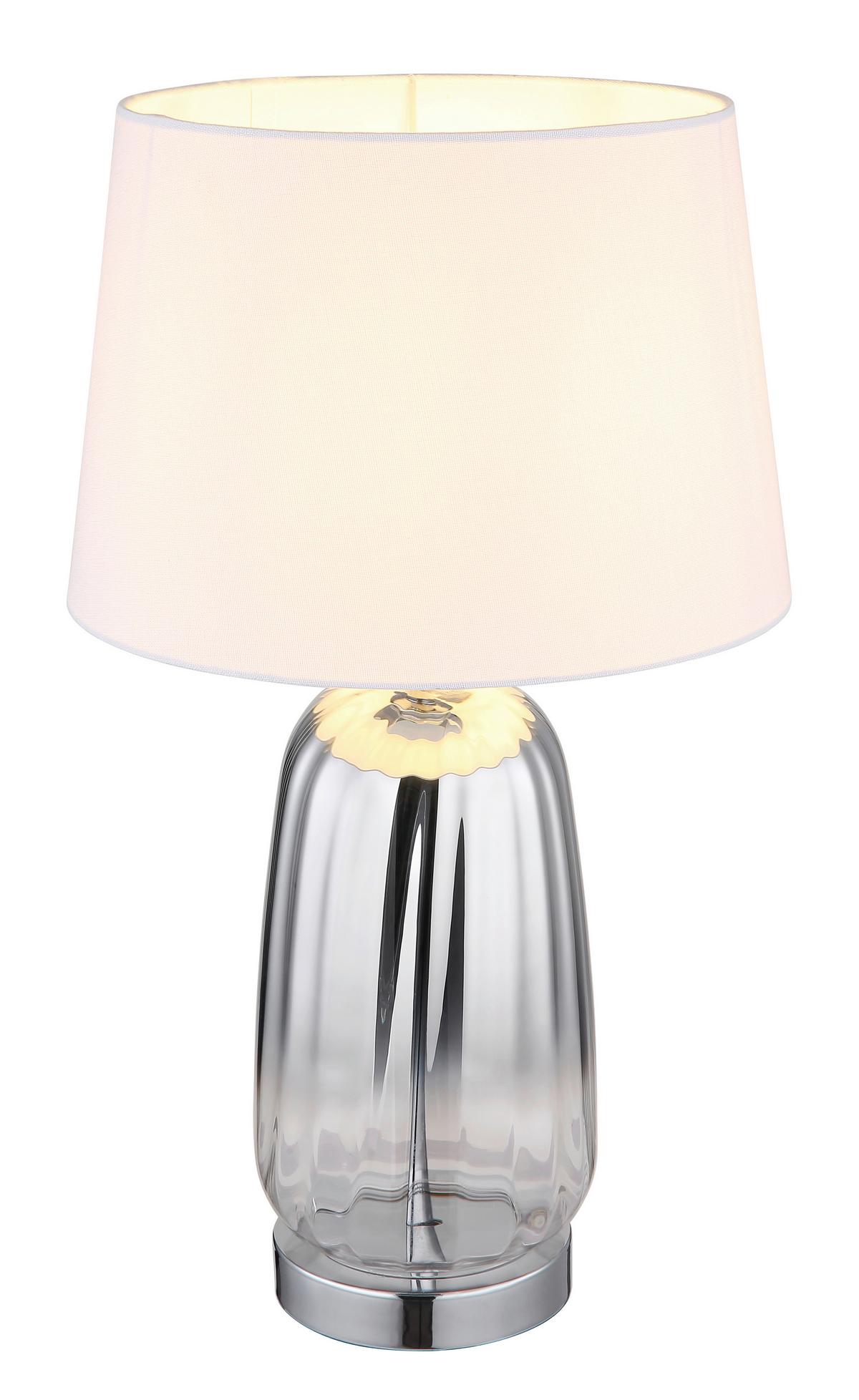 Tischleuchte 24142w - Klar/Chromfarben, Design, Glas/Textil (30/52cm) - Globo