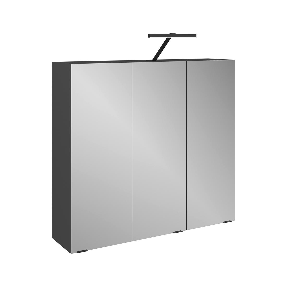 Spiegelschrank Cotia Cotll 3 3-Türig BHT: 77x73x20,4 cm - Anthrazit, MODERN, Glas/Holzwerkstoff (77/73/20,4cm) - James Wood