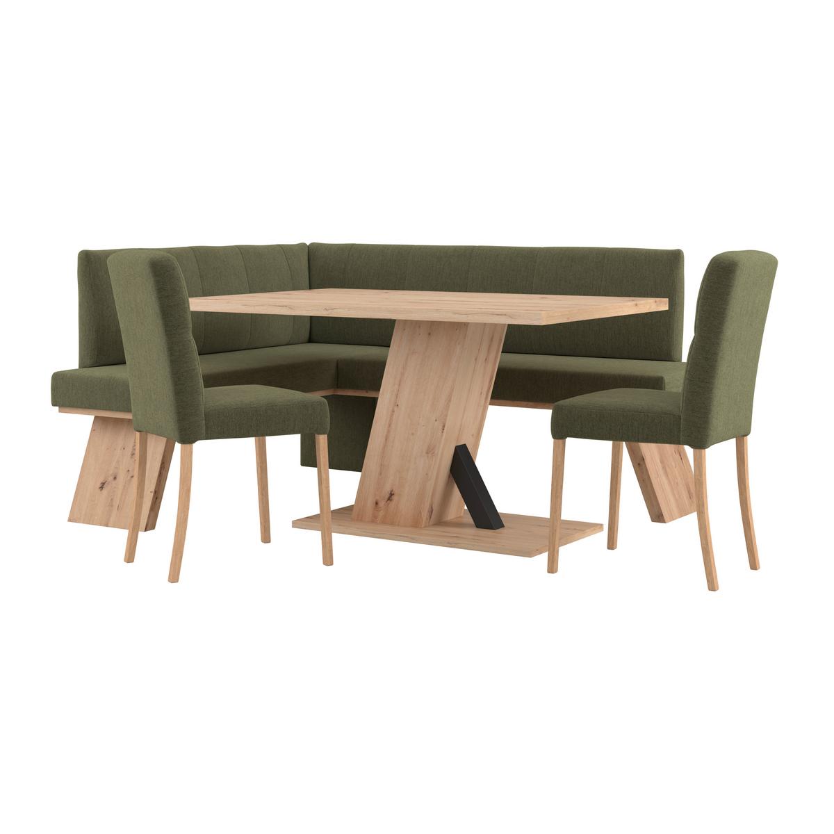 Eckbank Emma Ii - Eichefarben/Grün, KONVENTIONELL, Holzwerkstoff/Textil (150/185cm)