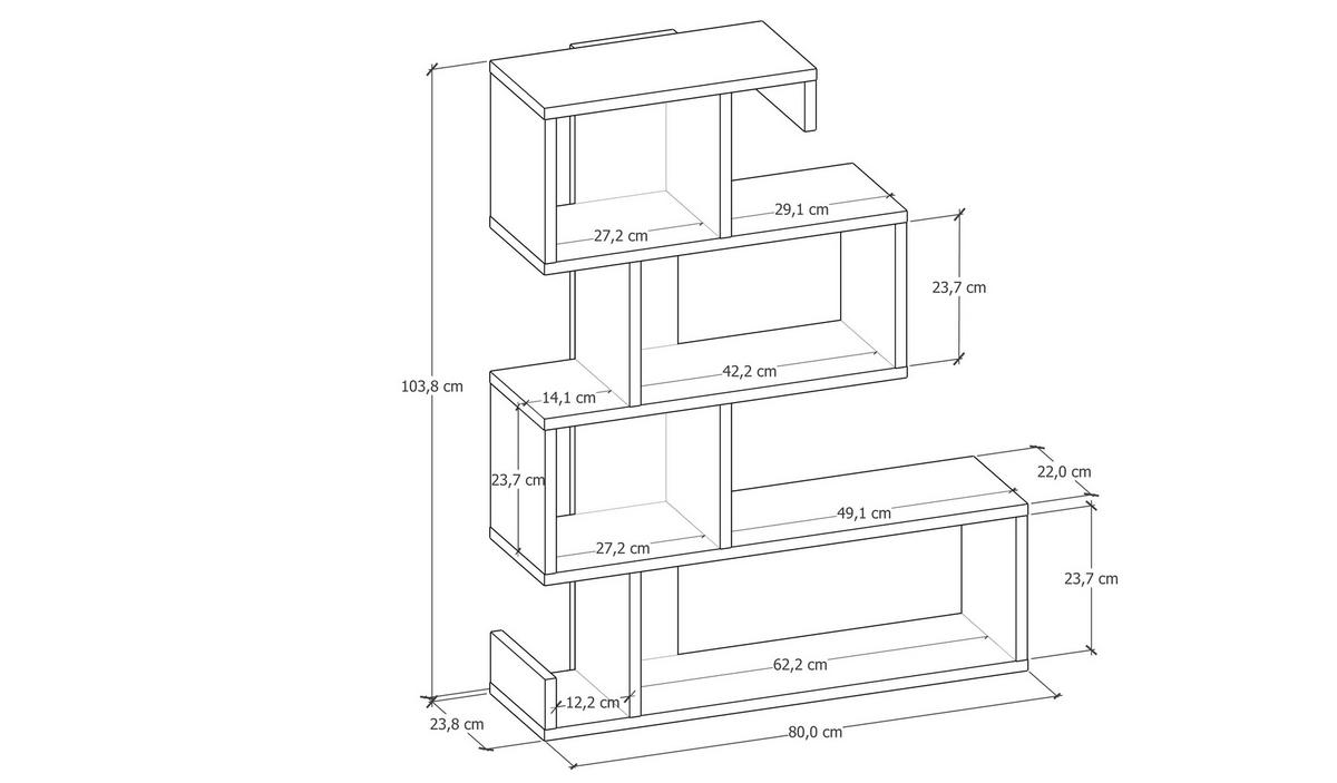 Regal Ares B: 80 Cm, Anthrazit - Anthrazit, Design, Holzwerkstoff (80/103,8/23,8cm) - MID.YOU