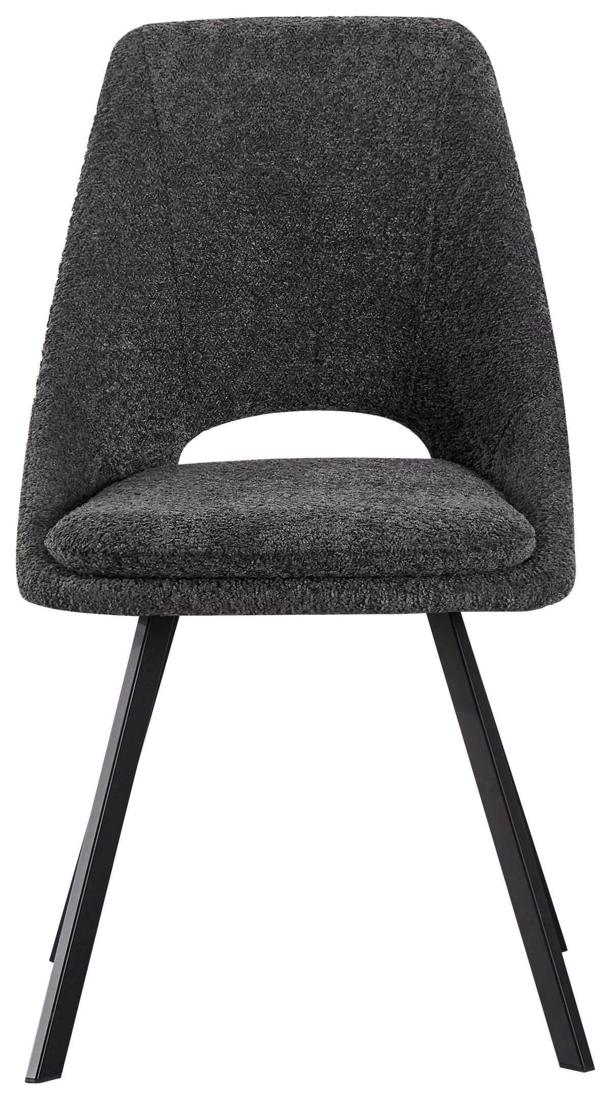 Esszimmerstuhl Cindy Dunkelgrau Echtholz Beine - Dunkelgrau/Schwarz, MODERN, Holz/Textil (46/85,5/58cm) - MID.YOU