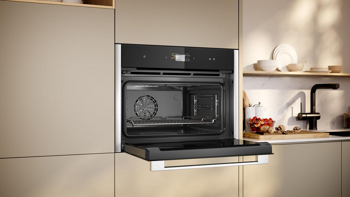 Dampfbackofen C24fs31n0 - Edelstahlfarben/Schwarz, MODERN, Glas (59,6/45,5/54,8cm) - Neff