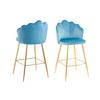 Barhocker-Set Blau B: 52 cm - Blau/Goldfarben, MODERN, Textil/Metall (52/100/54cm) - Livetastic